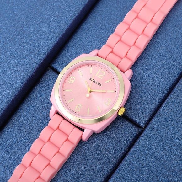 STRADA Watch with Pink Silicone Strap Pink Dial - Picture 2 of 7